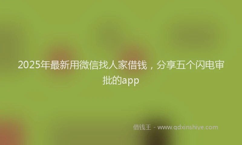 2025年最新用微信找人家借钱，分享五个闪电审批的app
