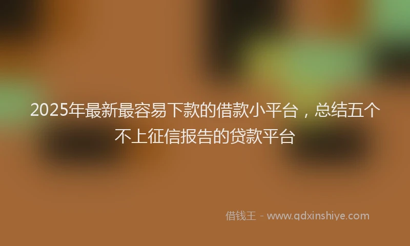 2025年最新最容易下款的借款小平台，总结五个不上征信报告的贷款平台