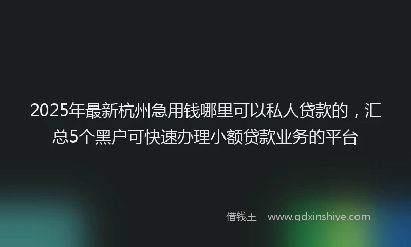 2025年最新杭州急用钱哪里可以私人贷款的，汇总5个黑户可快速办理小额贷款业务的平台