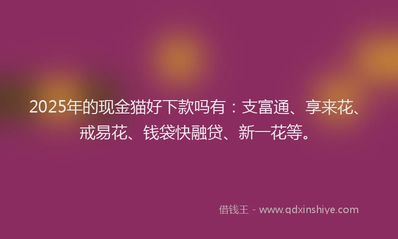 2025年的现金猫好下款吗有：支富通、享来花、戒易花、钱袋快融贷、新一花等。