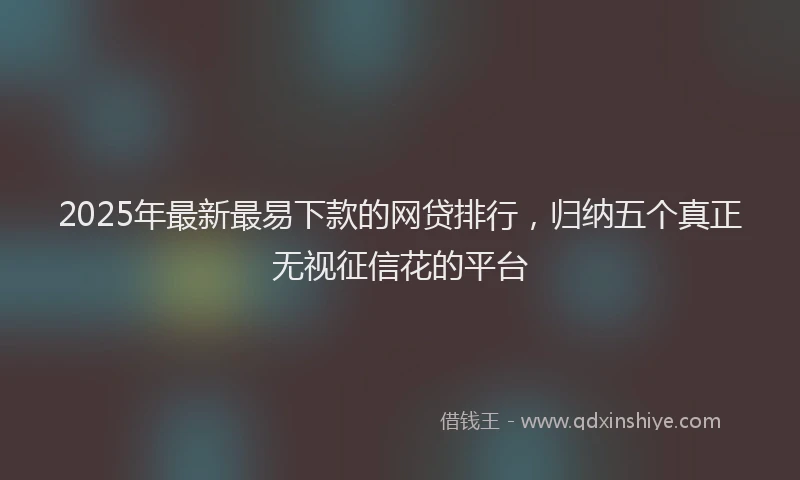 2025年最新最易下款的网贷排行，归纳五个真正无视征信花的平台
