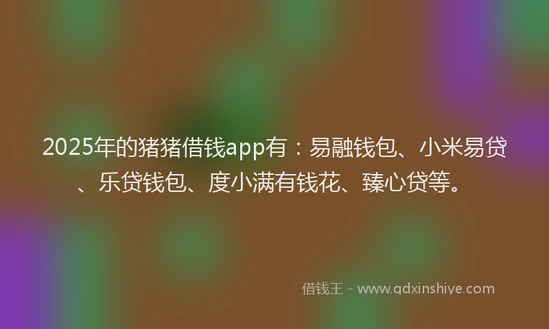 2025年的猪猪借钱app有：易融钱包、小米易贷、乐贷钱包、度小满有钱花、臻心贷等。