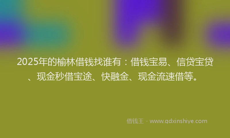 2025年的榆林借钱找谁有：借钱宝易、信贷宝贷、现金秒借宝途、快融金、现金流速借等。