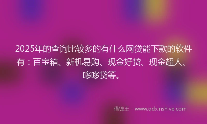 2025年的查询比较多的有什么网贷能下款的软件有：百宝箱、新机易购、现金好贷、现金超人、哆哆贷等。
