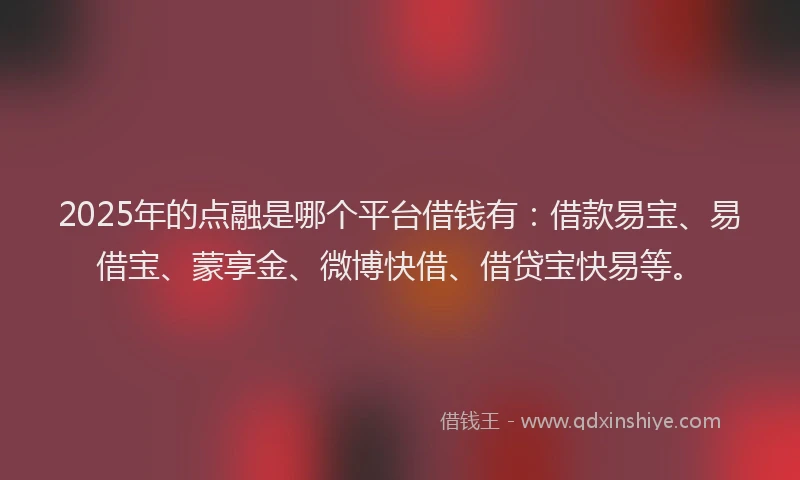 2025年的点融是哪个平台借钱有：借款易宝、易借宝、蒙享金、微博快借、借贷宝快易等。