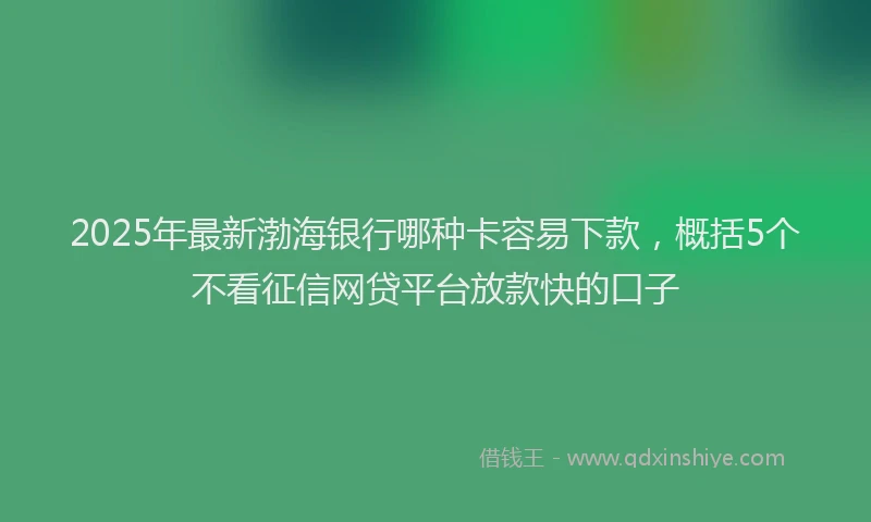 2025年最新渤海银行哪种卡容易下款，概括5个不看征信网贷平台放款快的口子