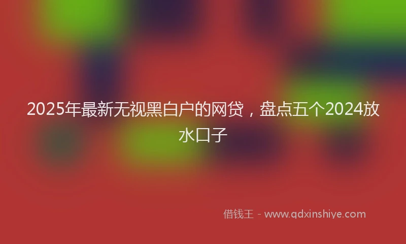 2025年最新无视黑白户的网贷，盘点五个2024放水口子