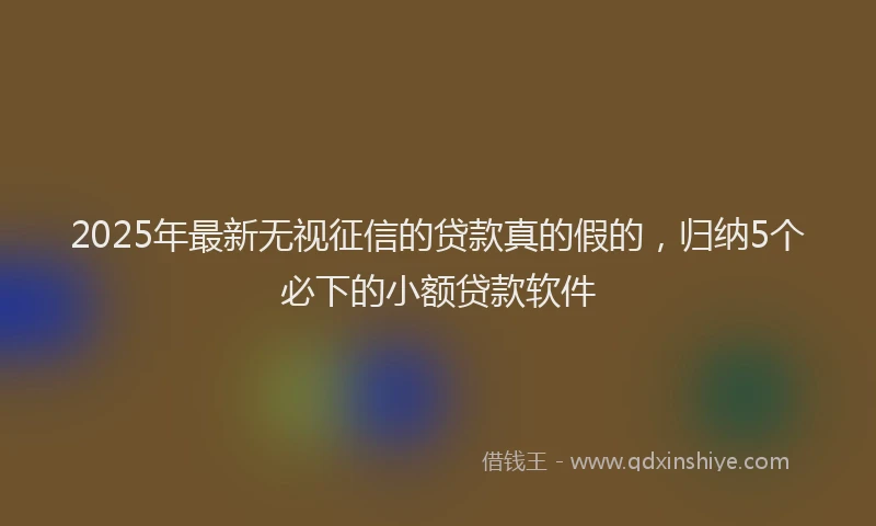 2025年最新无视征信的贷款真的假的，归纳5个必下的小额贷款软件