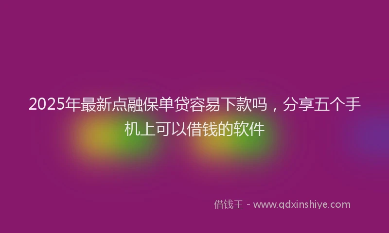2025年最新点融保单贷容易下款吗，分享五个手机上可以借钱的软件
