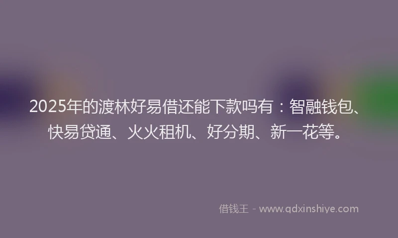2025年的渡林好易借还能下款吗有：智融钱包、快易贷通、火火租机、好分期、新一花等。