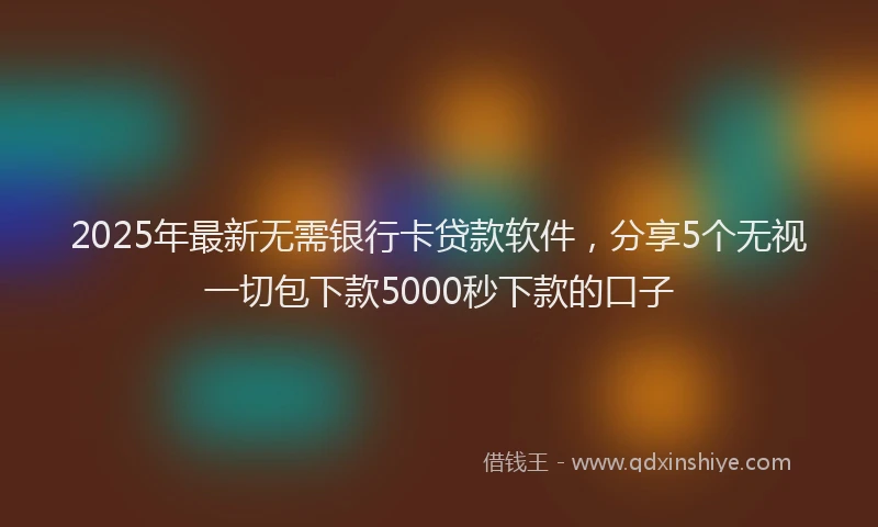 2025年最新无需银行卡贷款软件，分享5个无视一切包下款5000秒下款的口子