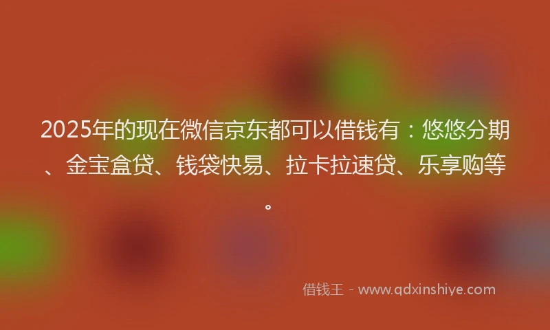 2025年的现在微信京东都可以借钱有：悠悠分期、金宝盒贷、钱袋快易、拉卡拉速贷、乐享购等。