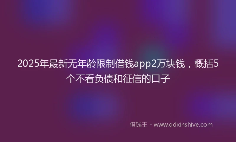 2025年最新无年龄限制借钱app2万块钱，概括5个不看负债和征信的口子