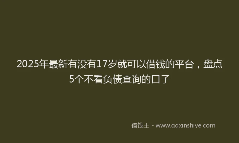 2025年最新有没有17岁就可以借钱的平台，盘点5个不看负债查询的口子