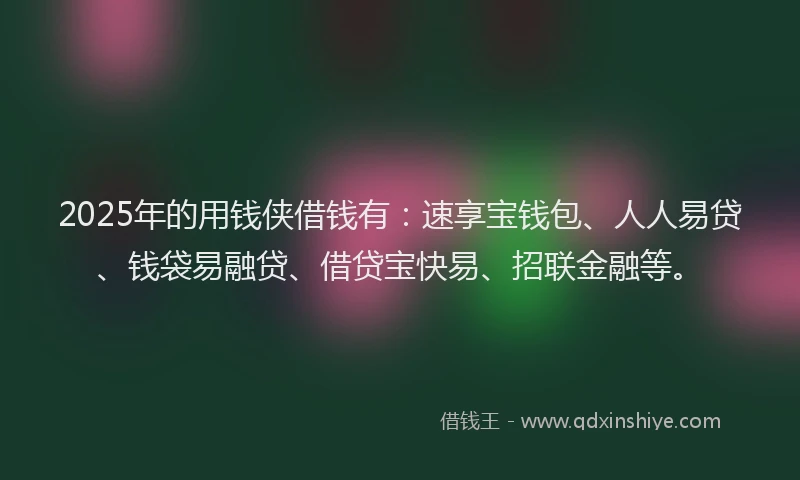 2025年的用钱侠借钱有：速享宝钱包、人人易贷、钱袋易融贷、借贷宝快易、招联金融等。