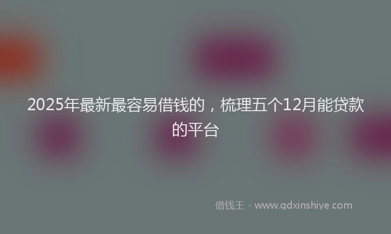 2025年最新最容易借钱的，梳理五个12月能贷款的平台