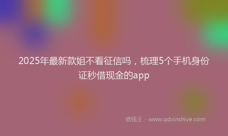 2025年最新款姐不看征信吗，梳理5个手机身份证秒借现金的app