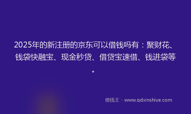 2025年的新注册的京东可以借钱吗有：聚财花、钱袋快融宝、现金秒贷、借贷宝速借、钱进袋等。