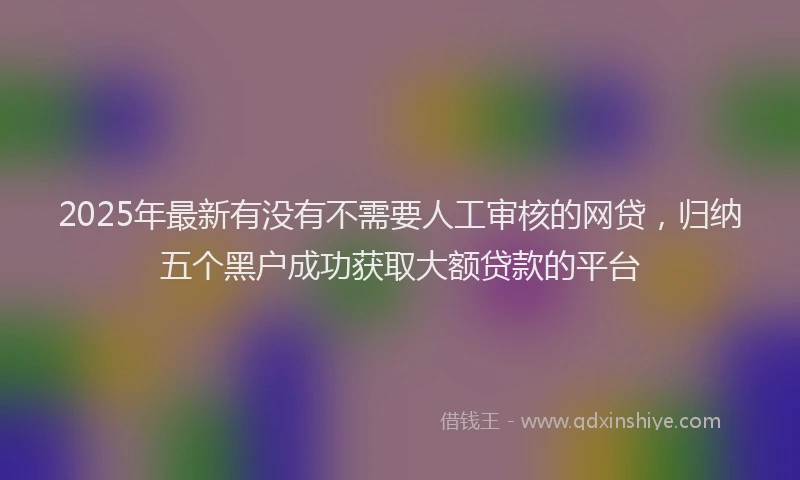 2025年最新有没有不需要人工审核的网贷，归纳五个黑户成功获取大额贷款的平台