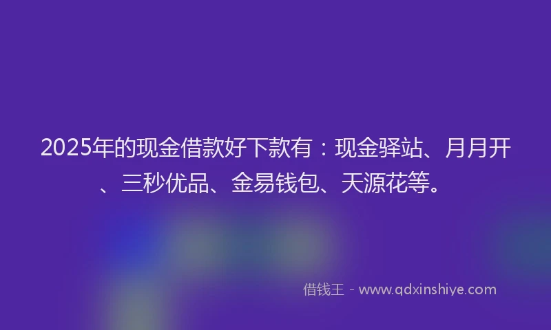 2025年的现金借款好下款有：现金驿站、月月开、三秒优品、金易钱包、天源花等。