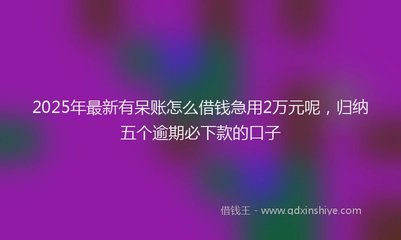 2025年最新有呆账怎么借钱急用2万元呢，归纳五个逾期必下款的口子