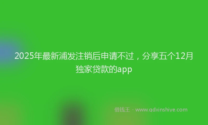 2025年最新浦发注销后申请不过，分享五个12月独家贷款的app