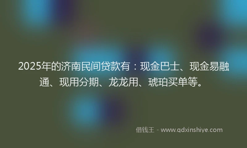 2025年的济南民间贷款有：现金巴士、现金易融通、现用分期、龙龙用、琥珀买单等。