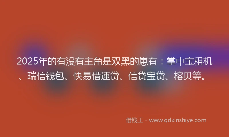 2025年的有没有主角是双黑的崽有：掌中宝租机、瑞信钱包、快易借速贷、信贷宝贷、榕贝等。