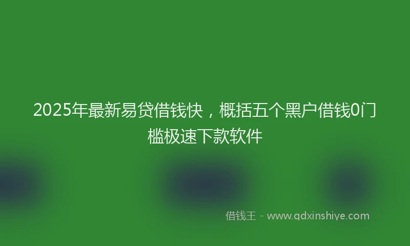 2025年最新易贷借钱快，概括五个黑户借钱0门槛极速下款软件