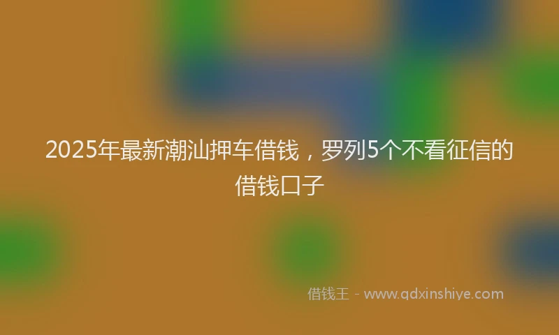 2025年最新潮汕押车借钱，罗列5个不看征信的借钱口子
