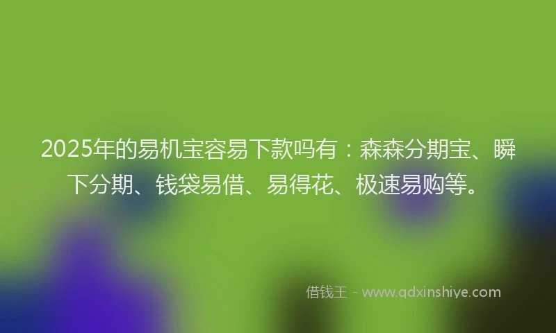 2025年的易机宝容易下款吗有：森森分期宝、瞬下分期、钱袋易借、易得花、极速易购等。