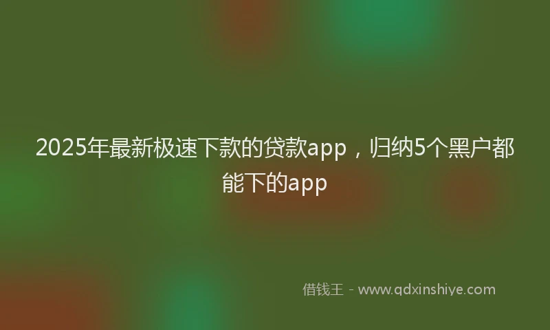 2025年最新极速下款的贷款app，归纳5个黑户都能下的app