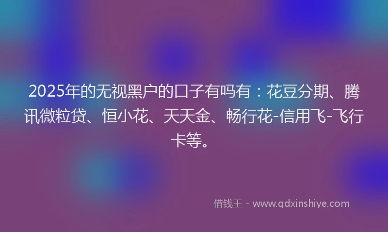 2025年的无视黑户的口子有吗有：花豆分期、腾讯微粒贷、恒小花、天天金、畅行花-信用飞-飞行卡等。