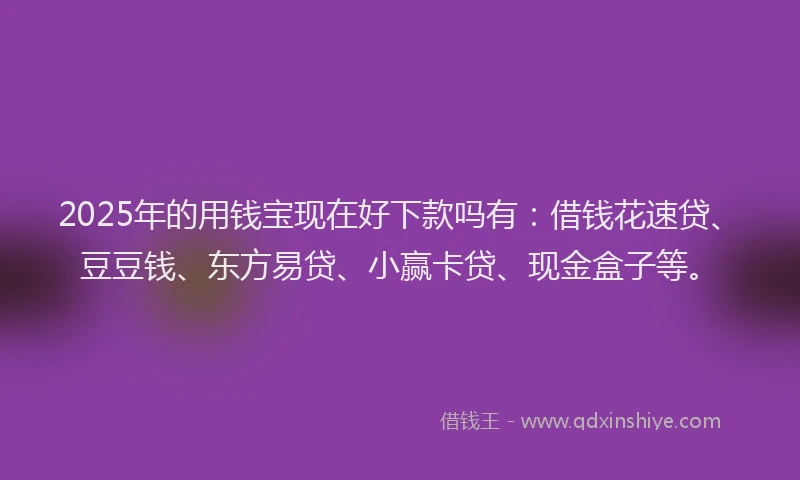 2025年的用钱宝现在好下款吗有：借钱花速贷、豆豆钱、东方易贷、小赢卡贷、现金盒子等。