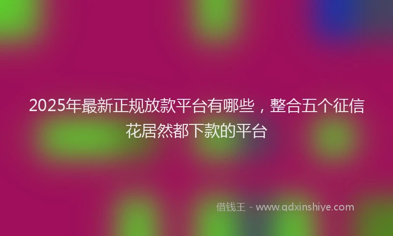 2025年最新正规放款平台有哪些，整合五个征信花居然都下款的平台