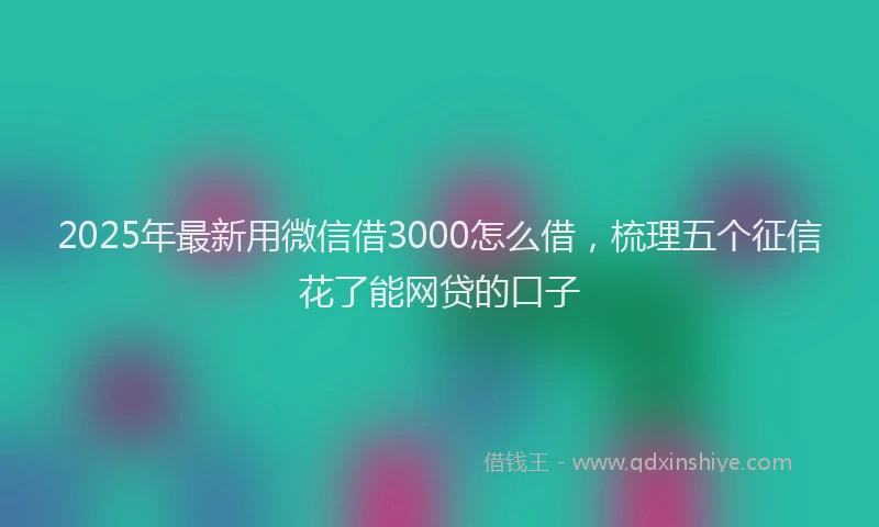 2025年最新用微信借3000怎么借，梳理五个征信花了能网贷的口子