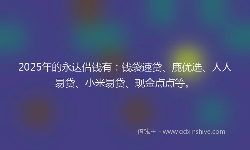2025年的永达借钱有：钱袋速贷、鹿优选、人人易贷、小米易贷、现金点点等。