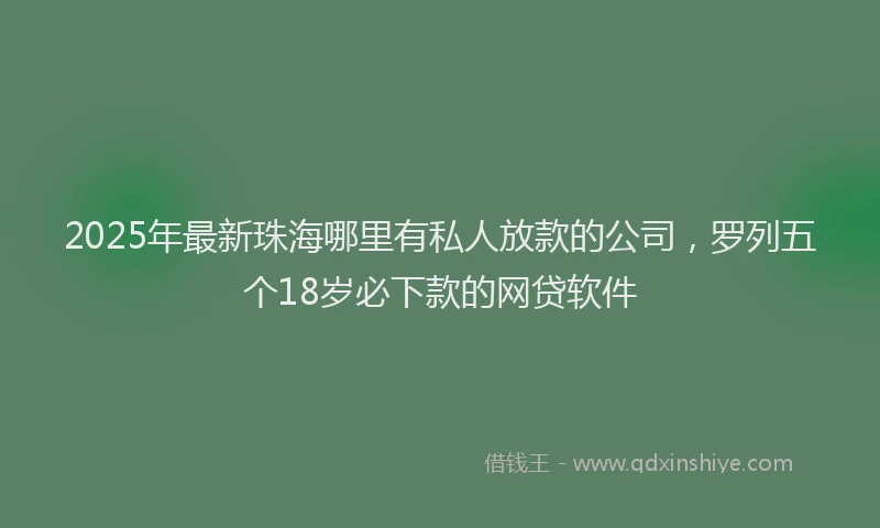 2025年最新珠海哪里有私人放款的公司，罗列五个18岁必下款的网贷软件