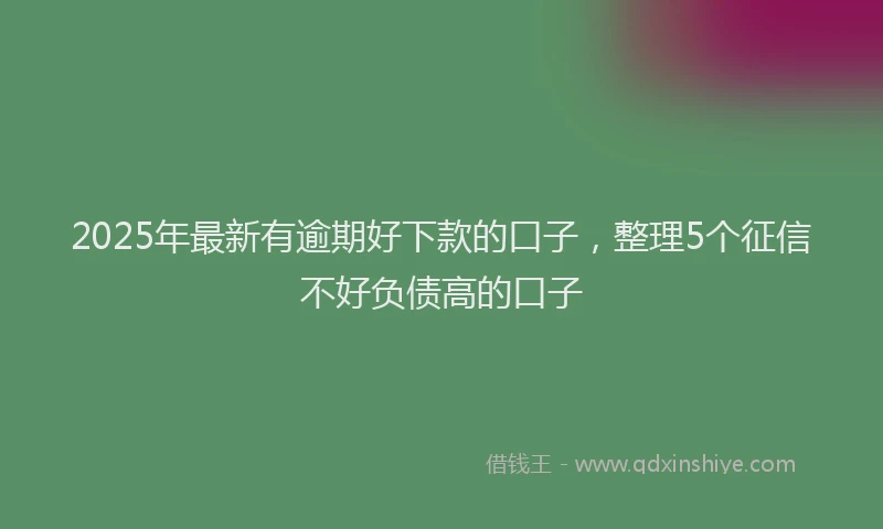 2025年最新有逾期好下款的口子，整理5个征信不好负债高的口子