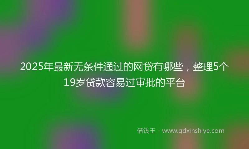 2025年最新无条件通过的网贷有哪些，整理5个19岁贷款容易过审批的平台