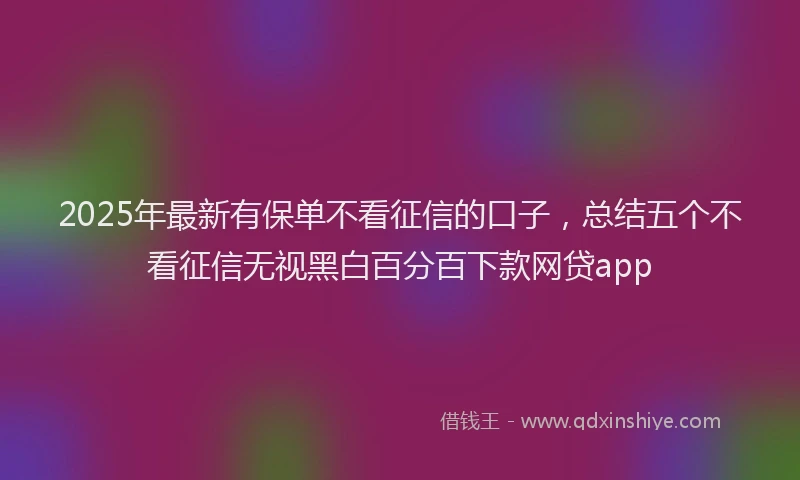 2025年最新有保单不看征信的口子，总结五个不看征信无视黑白百分百下款网贷app