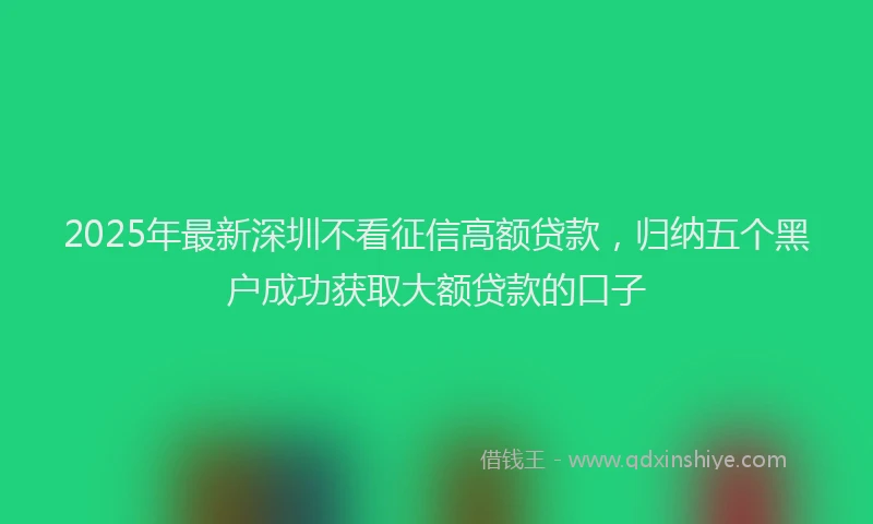 2025年最新深圳不看征信高额贷款，归纳五个黑户成功获取大额贷款的口子