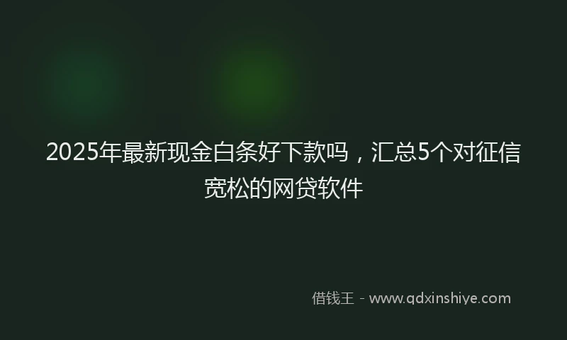 2025年最新现金白条好下款吗，汇总5个对征信宽松的网贷软件