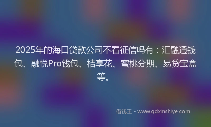2025年的海口贷款公司不看征信吗有：汇融通钱包、融悦Pro钱包、桔享花、蜜桃分期、易贷宝盒等。