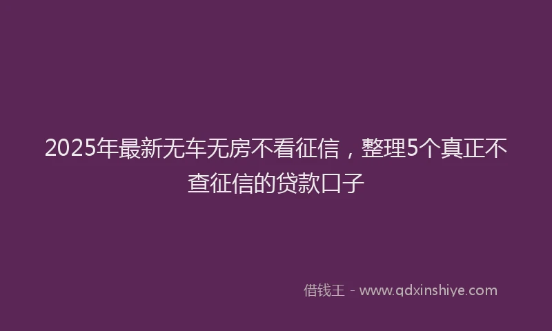 2025年最新无车无房不看征信，整理5个真正不查征信的贷款口子