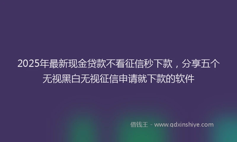2025年最新现金贷款不看征信秒下款，分享五个无视黑白无视征信申请就下款的软件