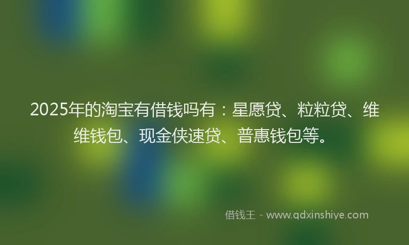 2025年的淘宝有借钱吗有：星愿贷、粒粒贷、维维钱包、现金侠速贷、普惠钱包等。