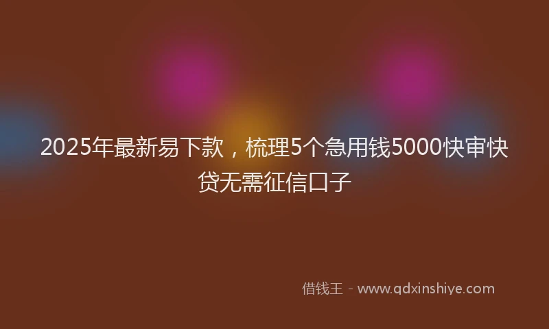 2025年最新易下款，梳理5个急用钱5000快审快贷无需征信口子