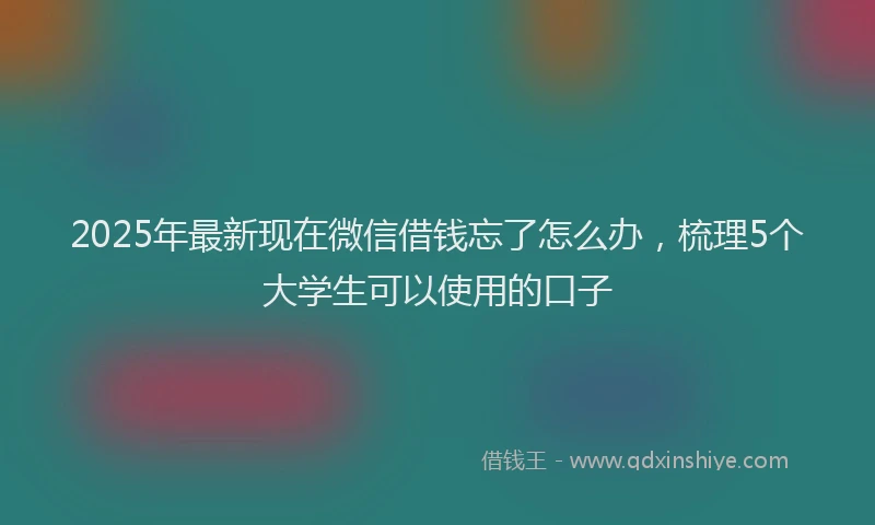 2025年最新现在微信借钱忘了怎么办，梳理5个大学生可以使用的口子