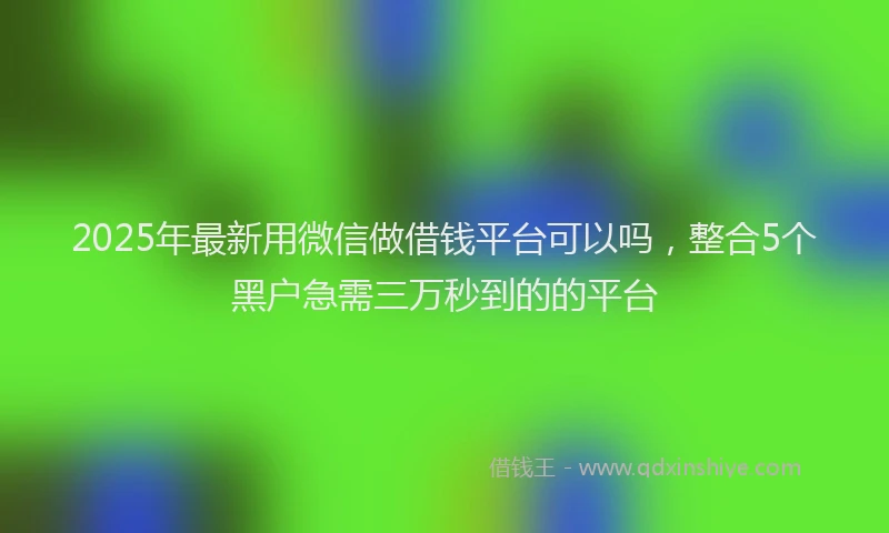 2025年最新用微信做借钱平台可以吗，整合5个黑户急需三万秒到的的平台